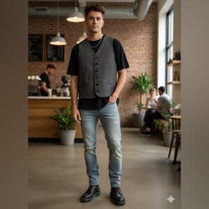 👔 Vintage 90s Le Collezioni Structure Gun Check Vest M